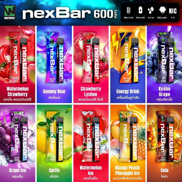 NexBar พอตสูบทิ้ง 600 Puffs พอตตัวใหม่ พร้อม น้ำยาพอต By WOTO