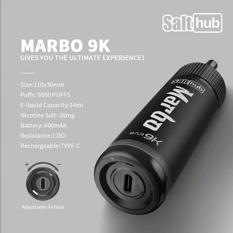 Marbo Bar 9000 Puffs มาโบ 9k Nic 3% บุหรี่พอต ปรับรูลมได้ - Pod1688